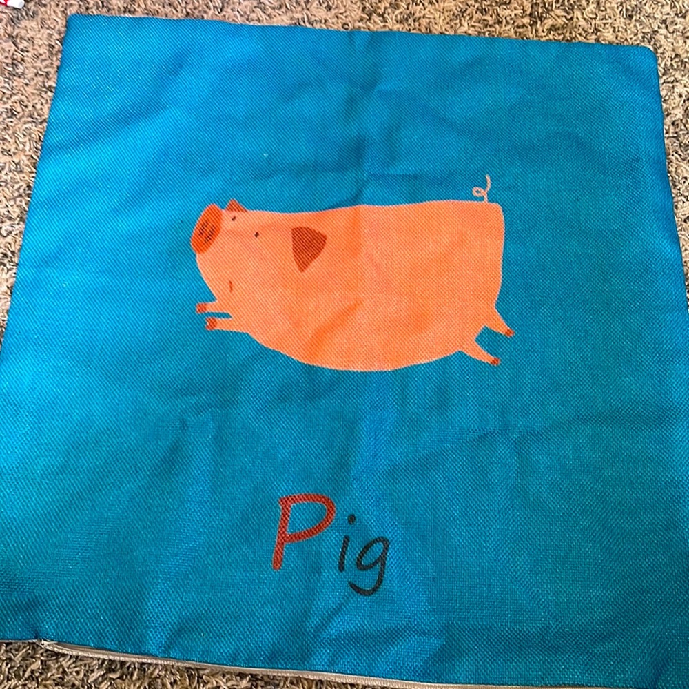 Piggy fans!Cute linen fabric square pillow case. Never used,‘Invisible’ zipper.